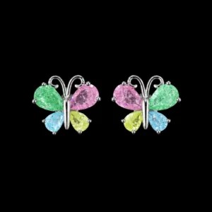 Pastel Stone Studded Butterfly Studs