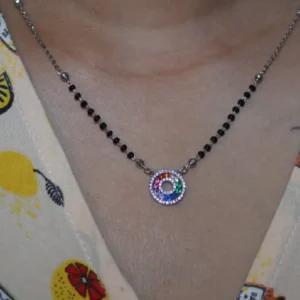 Multicolour stone  circular pendant mangalsutra